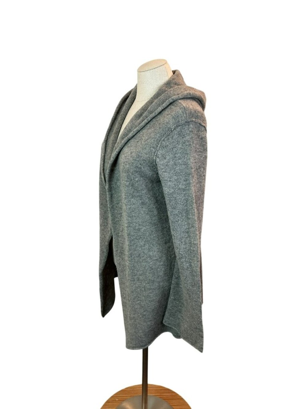 Cabi Lamb’s Wool Hooded Open Front Cardigan Womens Large Gray - Picture 2 of 11